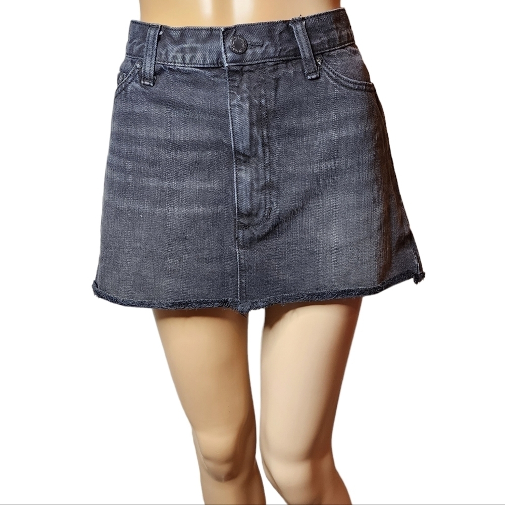 Free People black denim skirt